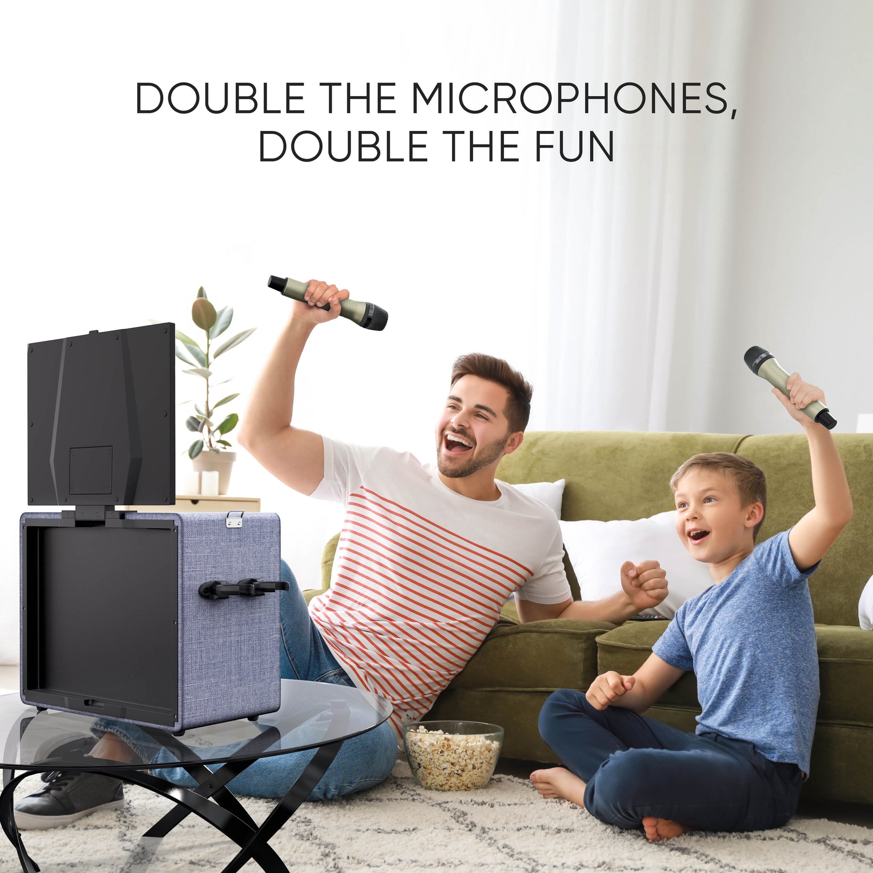 MASINGO Karaoke Machine for Adults & Kids with 2 Wireless